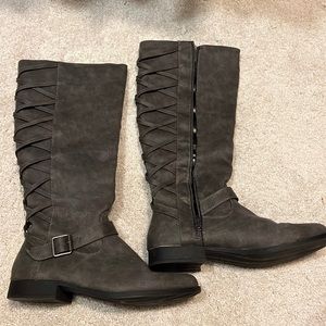 Justfab Tall Flat Boots with Corset Detail